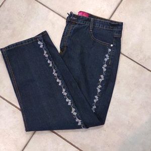 Jeansbay 14 Floral Stitched & Beaded Stretch Jeans